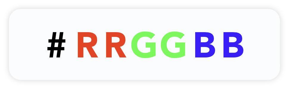 RGB code of hexacode bestaat uit een # en 6 karakters