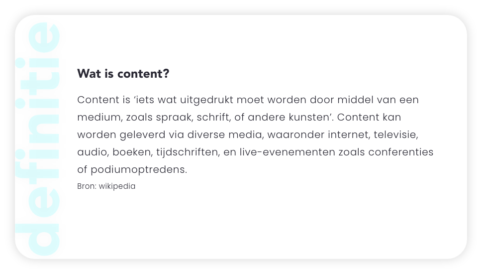 Definitie van content volgens Wikipedia