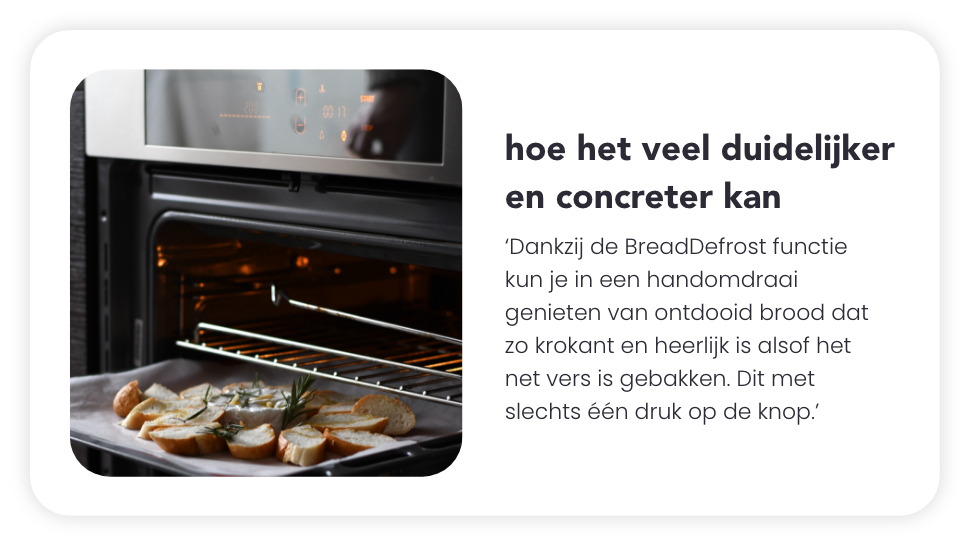 Reclametekst over rozemarijn brood uit de oven.